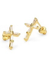 small admirable silver baby cross earrings